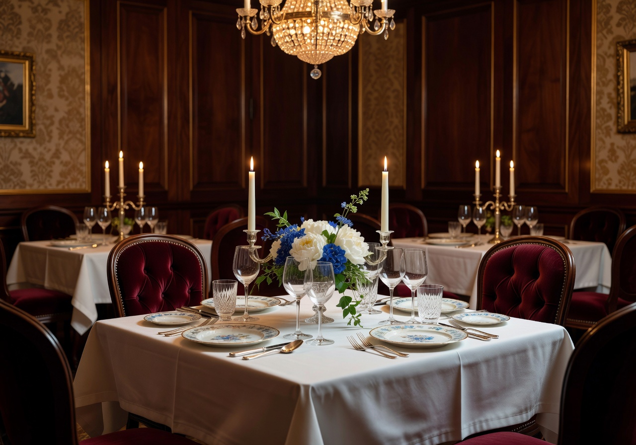 Intimate fine dining room representing the Soraflwarc vision of culinary excellence in luxury European hotels